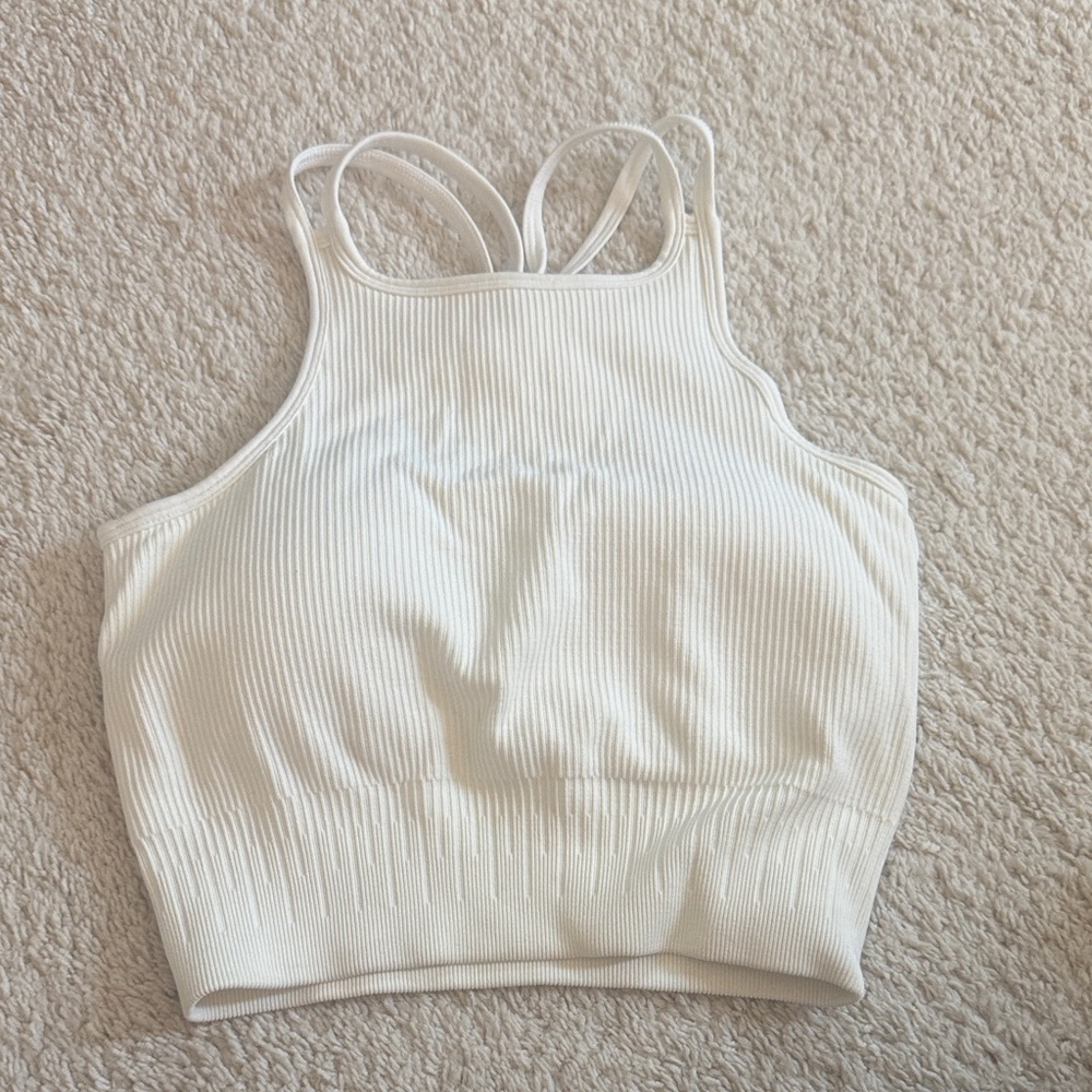 Bo+Tee White Ribbed Crop Top